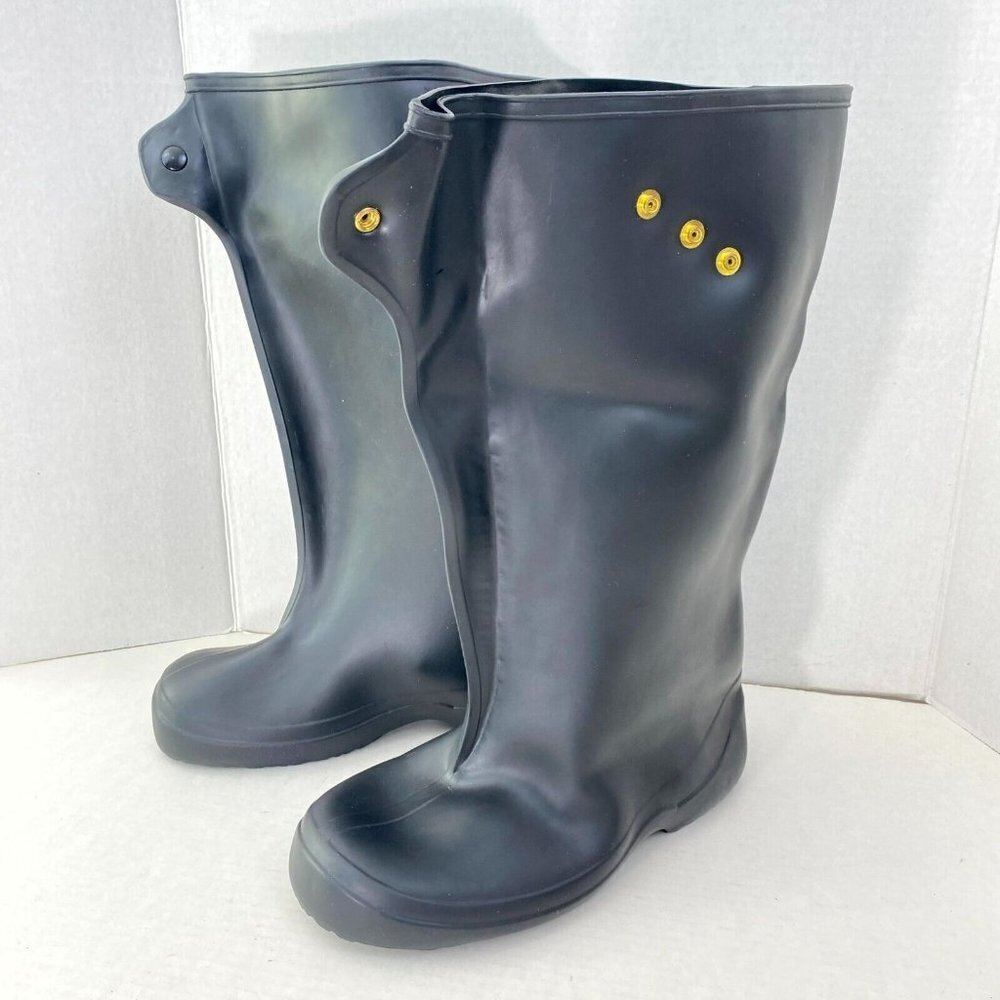 Waterproof Boot Covers Men's Size 8 Black Snap Button Round Toe Knee High Rain‎